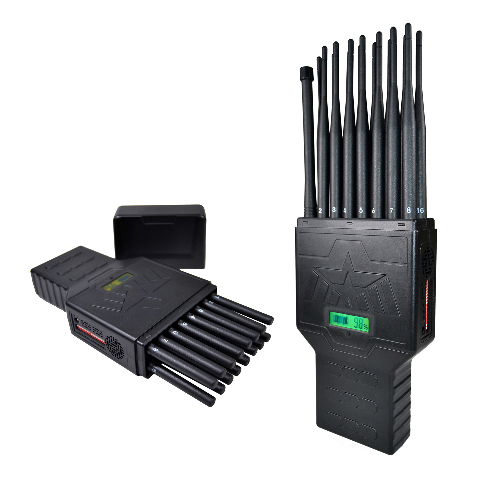 Signal Blocker 16 Band Dual Antenna Handheld Wi-Fi Mobile Location Lojack GPS 3G 4G 5g Signal