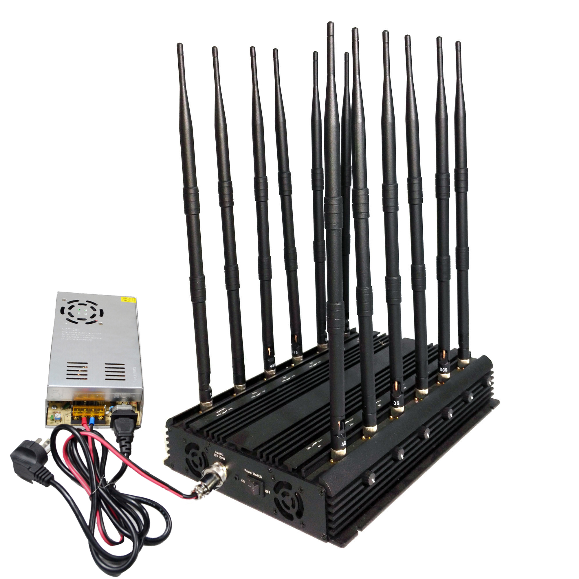 DC12V Car Using 12 Antennas Lojack GPS GSM 3G 4G 5g Cell Phone Jammer