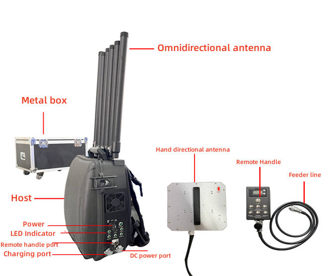 6-Band Signal High-Power Portable Anti-Drone 2.4G GPS 5.8g 433 Drone Jammer Device