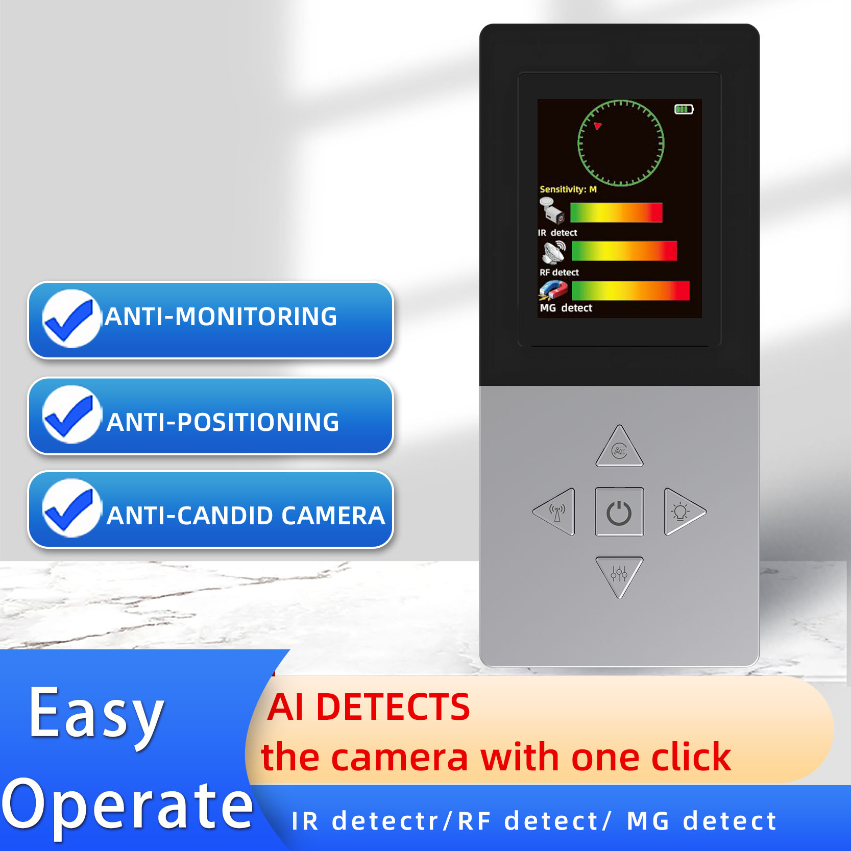 Hot tracking AI Auto Detector Anti-spy Bug Signal Detecting Hidden Camera Detecting for Travel Hotel