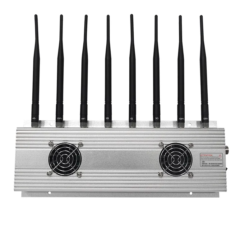 8 antennas High Power Desktop Multi Band Cell Phone Signal Jammer Blocker WiFi2.4G WiFi 5.8g WiFi 5.2g GPS Frequency Jammer