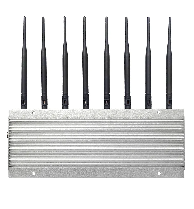 8 antennas High Power Desktop Multi Band Cell Phone Signal Jammer Blocker WiFi2.4G WiFi 5.8g WiFi 5.2g GPS Frequency Jammer